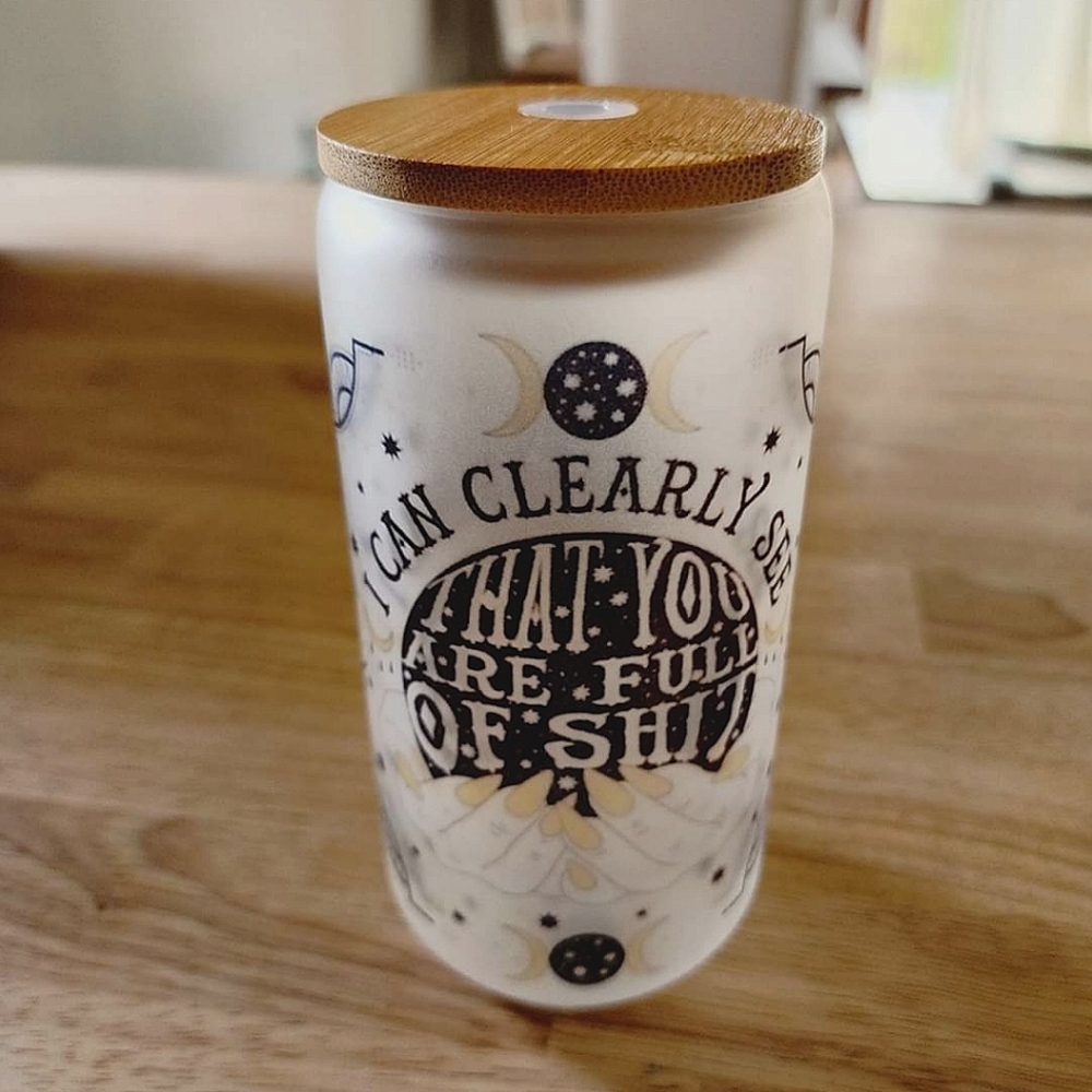 Frosted glass cup. 16oz.